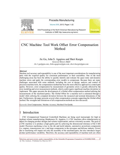 cnc machine tool work offset error compensation method|(PDF) Global Offset Compensation for CNC Machine Tools .